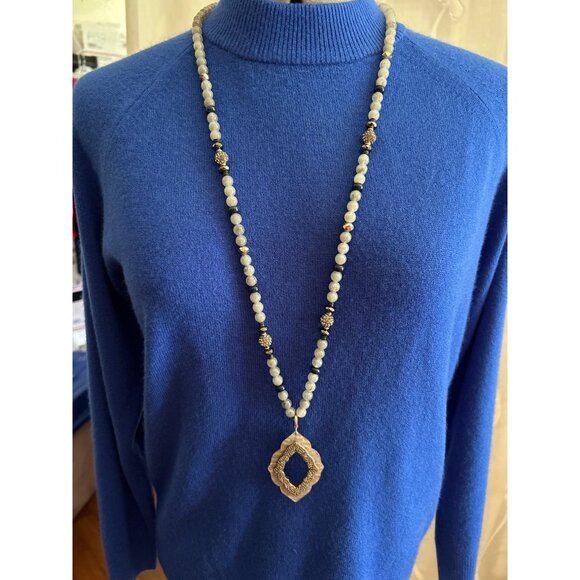 Premier Designs Long Beaded Necklace With Pendant 36" Plus 4" Extender - Picture 1 of 5